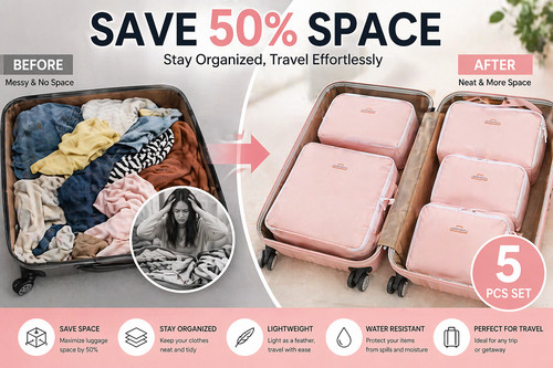 5pcs packing cubes set travel - 5pcs,